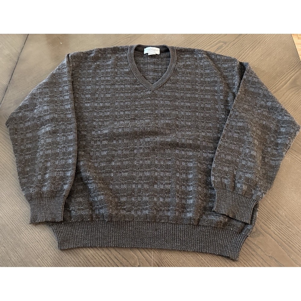 Tricots St. Raphael Abstract Pattern Wool Knit Sweater Size Large Grandpa Cosby